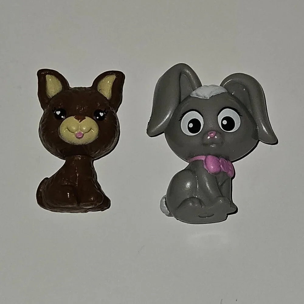 3 Barbie Pet Figures Brown Puppy Dog Gray Bunny Rabbit Toy Lot